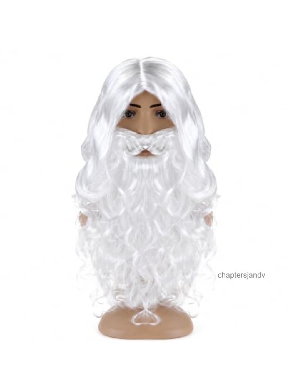 White Wig and Beard Set for Men, Sea King Santa Wizard Halloween Costume